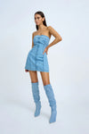 VIVIENNE DENIM MINI DRESS - BLUE WASH