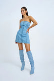 VIVIENNE DENIM MINI DRESS - BLUE WASH