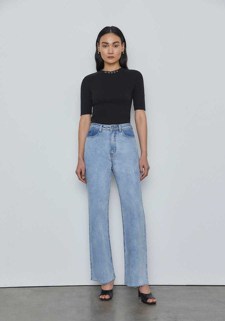 ELASTIC WAIST PANTS - BLUE SUNFLWR