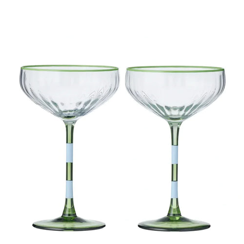 LENA GLASS RIB COUPE 2PC: BLUE/GREEN