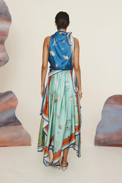 SURREALIST SUMMER SCARF MIDI DRESS