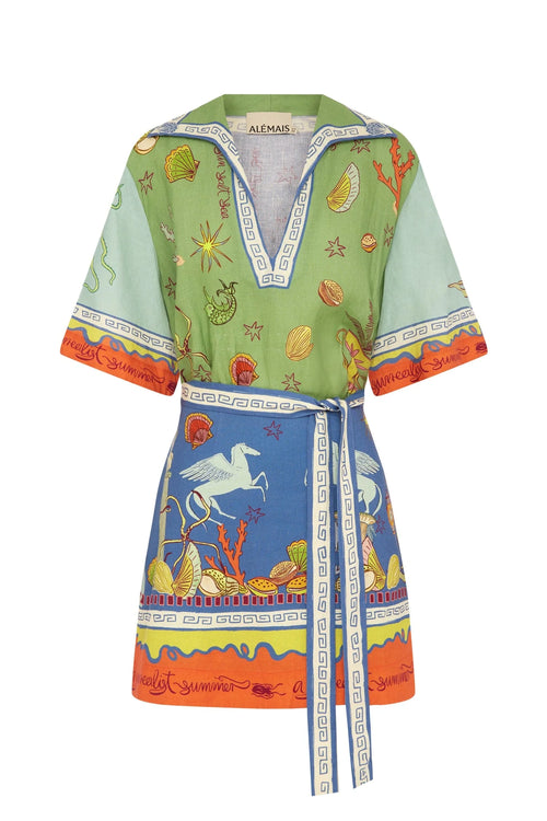 surrealist summer v mini dress Almais Surrealist Summer Mini Dress