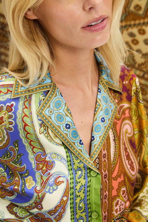 Clemenza Spliced Silk Shirt