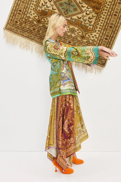 Clemenza Spliced Silk Shirt