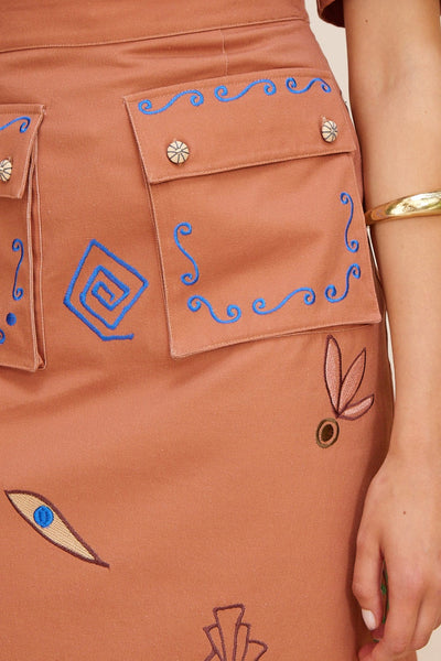 PREORDER- DUSTY EMBROIDERED MIDI SKIRT