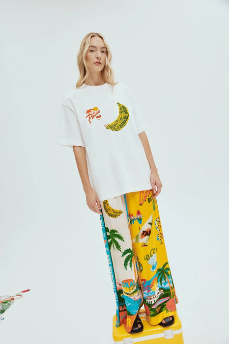 Printed Linen Top- White