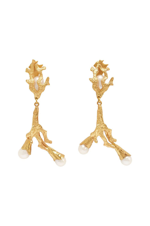 CURIO STATEMENT CORAL PEARL EARRINGS