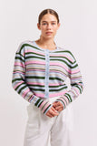 SYDNEY STRIPE CASHMERE CARDI IN NAVY