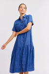 DORA LINEN DRESS IN DENIM BLUE