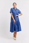 DORA LINEN DRESS IN DENIM BLUE