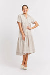 DORA LINEN DRESS IN STRING/NAVY