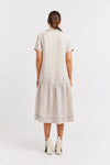 DORA LINEN DRESS IN STRING/NAVY