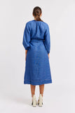 ELSA LINEN DRESS IN DENIM BLUE