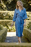 ELSA LINEN DRESS IN DENIM BLUE