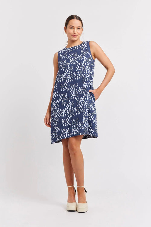 LENNA LINEN DRESS IN NAVY MARTINI