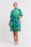 LUME COTTON SILK DRESS IN EMERALD NIGHT GARDEN