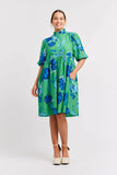 LUME COTTON SILK DRESS IN EMERALD NIGHT GARDEN