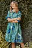 LUME COTTON SILK DRESS IN EMERALD NIGHT GARDEN