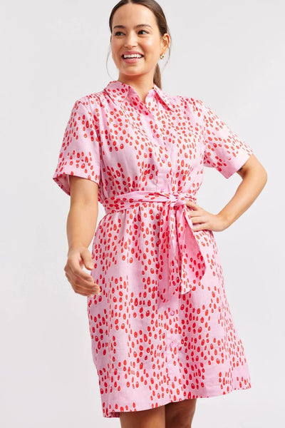 ODYSSEY LINEN DRESS IN LOLLY MARTINI