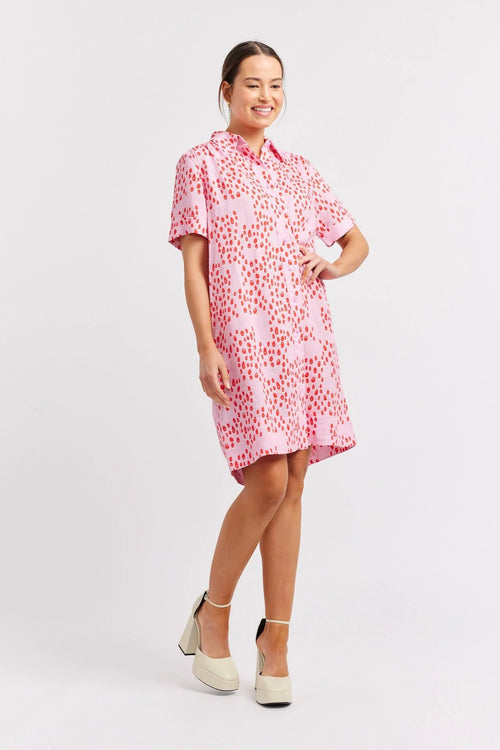 ODYSSEY LINEN DRESS IN LOLLY MARTINI