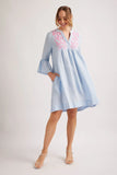 ROVER LINEN DRESS IN PALE BLUE HOUNDSTOOTH