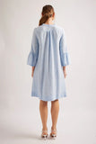 ROVER LINEN DRESS IN PALE BLUE HOUNDSTOOTH