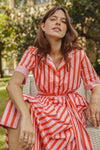 TARTUFO POPLIN DRESS IN PINK PARASOL STRIPE