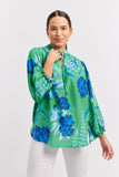 EDIE COTTON SILK TOP IN EMERALD NIGHT GARDEN