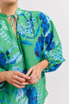 EDIE COTTON SILK TOP IN EMERALD NIGHT GARDEN