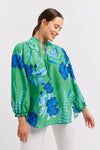 EDIE COTTON SILK TOP IN EMERALD NIGHT GARDEN