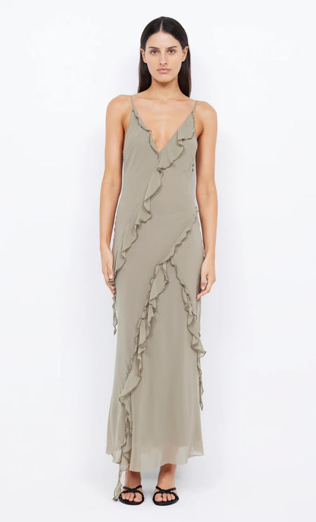 Mila Knit L S Maxi Dress Army Wilson and Hunter