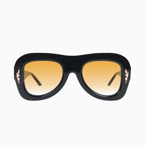 Bowery- Gloss Black w. Gold Metal / Orange Gradient Lens