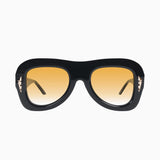 Bowery- Gloss Black w. Gold Metal / Orange Gradient Lens