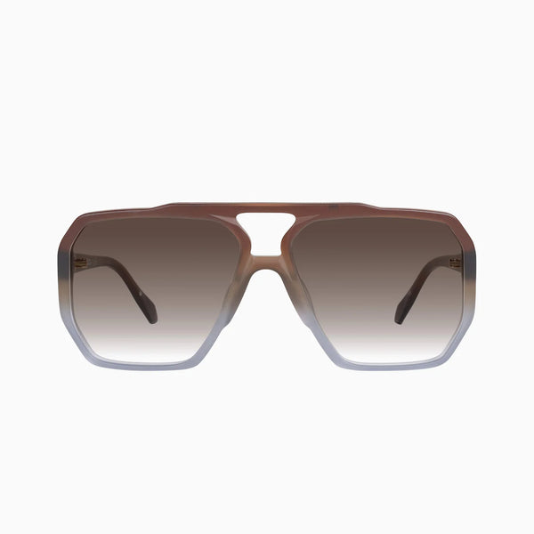 Rodeo- Matte Transparent Chocolate Fade to Crystal w. Gold Metal