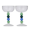 Winton Set/2 Coupe Glasses Blue/Green