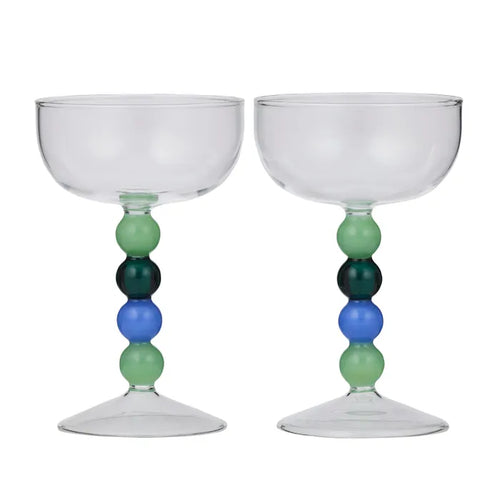 Winton Set/2 Coupe Glasses Blue/Green