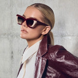 Lafayette- Burgundy Light Tan Splice w. Gold Metal / Brown Gradient Lens