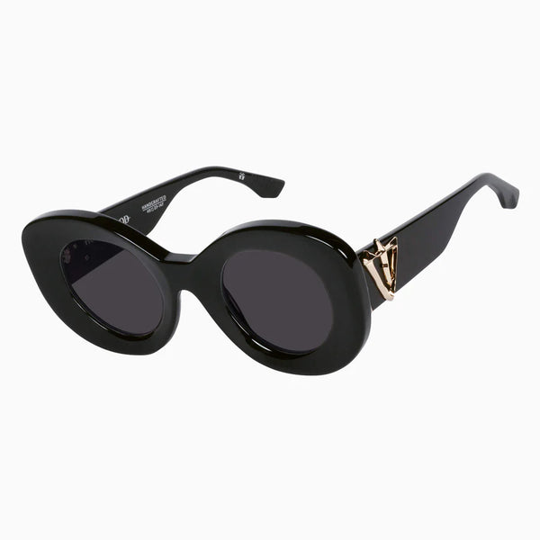 Hollywood- Gloss Black w. Gold Metal / Black Lens