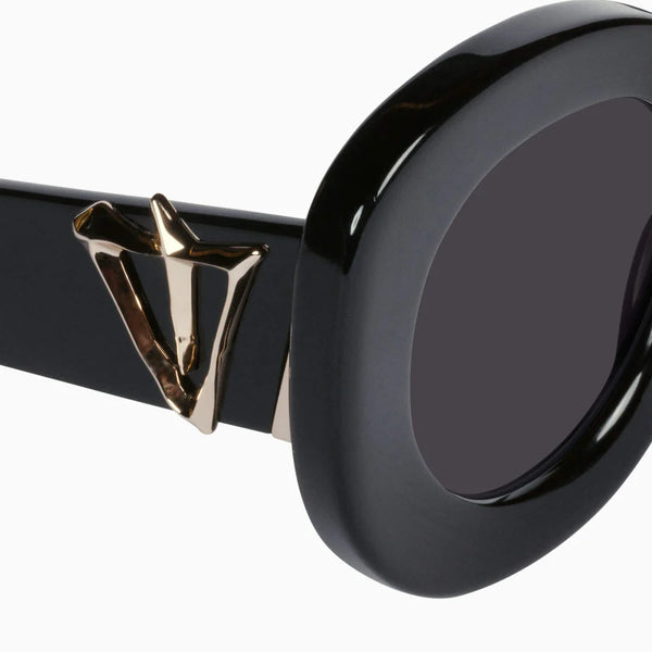 Hollywood- Gloss Black w. Gold Metal / Black Lens