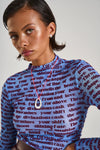 LS RUCHED HIGH NECK TOP - FORTUNE TELLER LOTUS