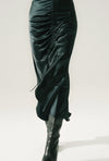 SLIT LONG BIAS SKIRT BLACK