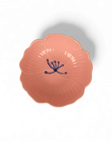 BLUSH STONEWARE STAND FLOWER BOWL