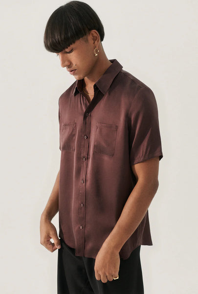 SHORT SLEEVE BOYFRIEND SHIRT CACAO