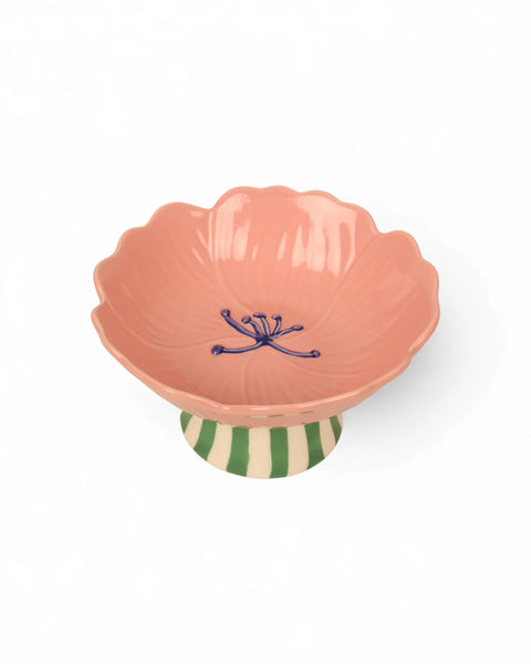 BLUSH STONEWARE STAND FLOWER BOWL
