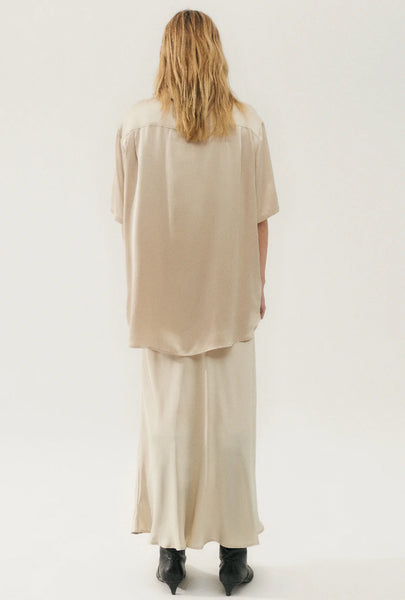 Short Sleeve Boyfriend Shirt- Hazelnut