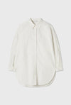 COTTON SILK ROUND SHIRT WHITE PINSTRIPE