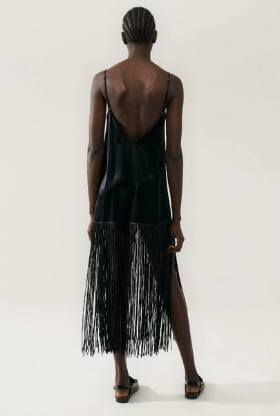 FRINGE DRESS BLACK