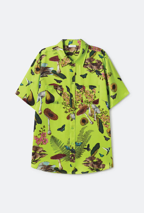 SHORT SLEEVE BOYFRIEND SHIRT MAGIC MUSHROOM FERN