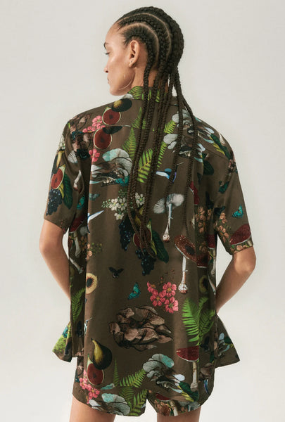 SHORT SLEEVE BOYFRIEND SHIRT MAGIC MUSHROOM DARK EARTH