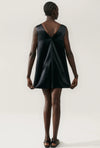 MINI RAW EDGE SHIFT DRESS BLACK